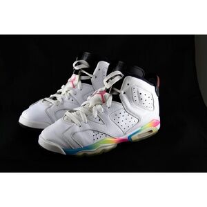 VINTAGE 2009 NIKE AIR JORDAN 6 VI WHITE RAINBOW SHOES Retro Flash 6.5 Y women 8